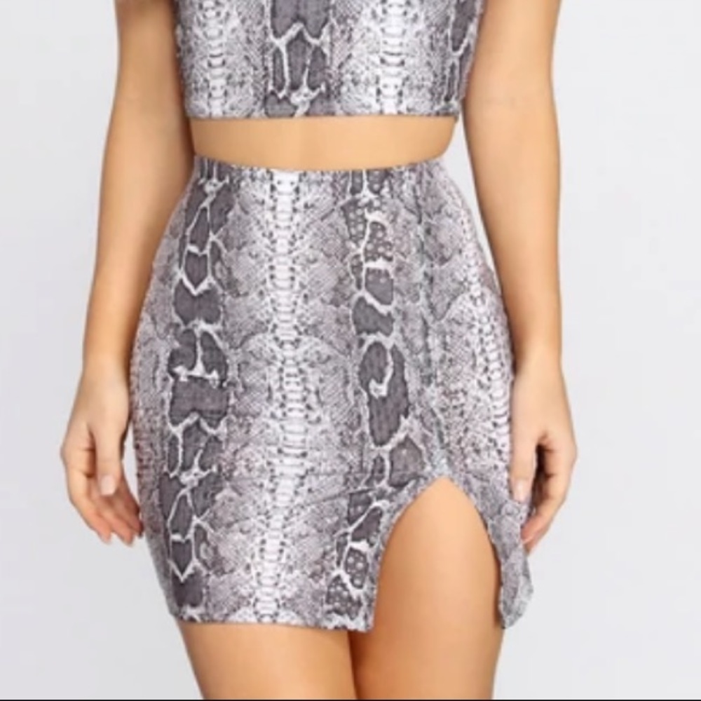 NWOT Windsor Sequin Snake Print Mini Skirt